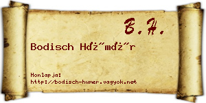 Bodisch Hümér névjegykártya